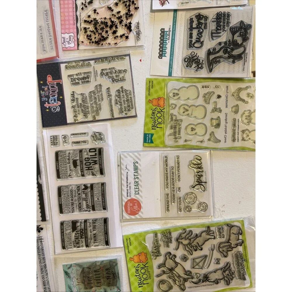 HUGE Mixed Lot of Clear Stamps For Crafting FLOWERS WORDS ETC